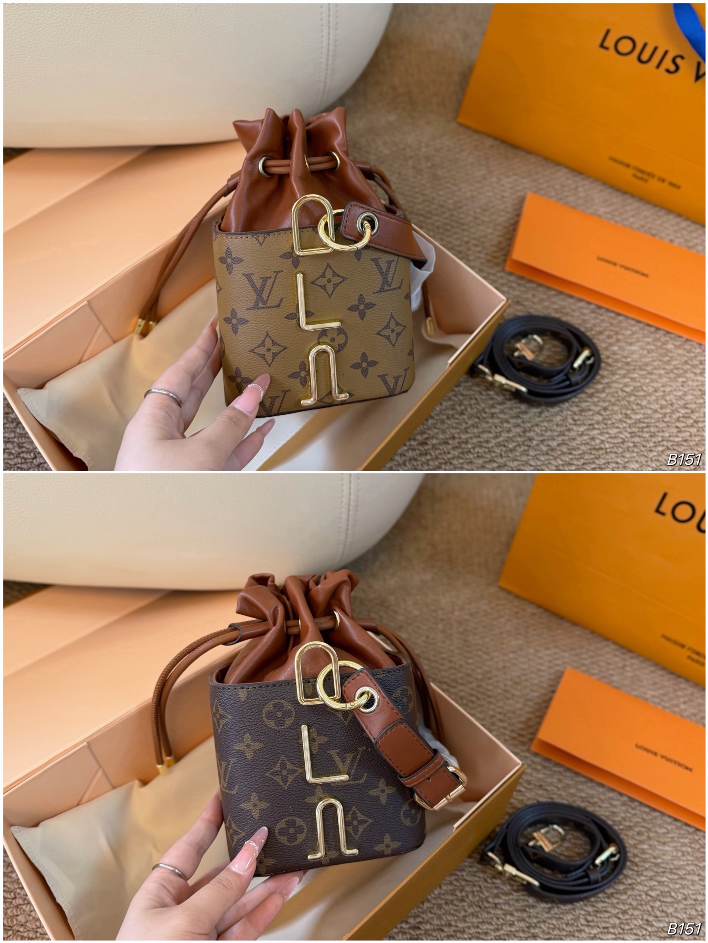 LV Bucket Bag Monogram Canvas Top Handle 2